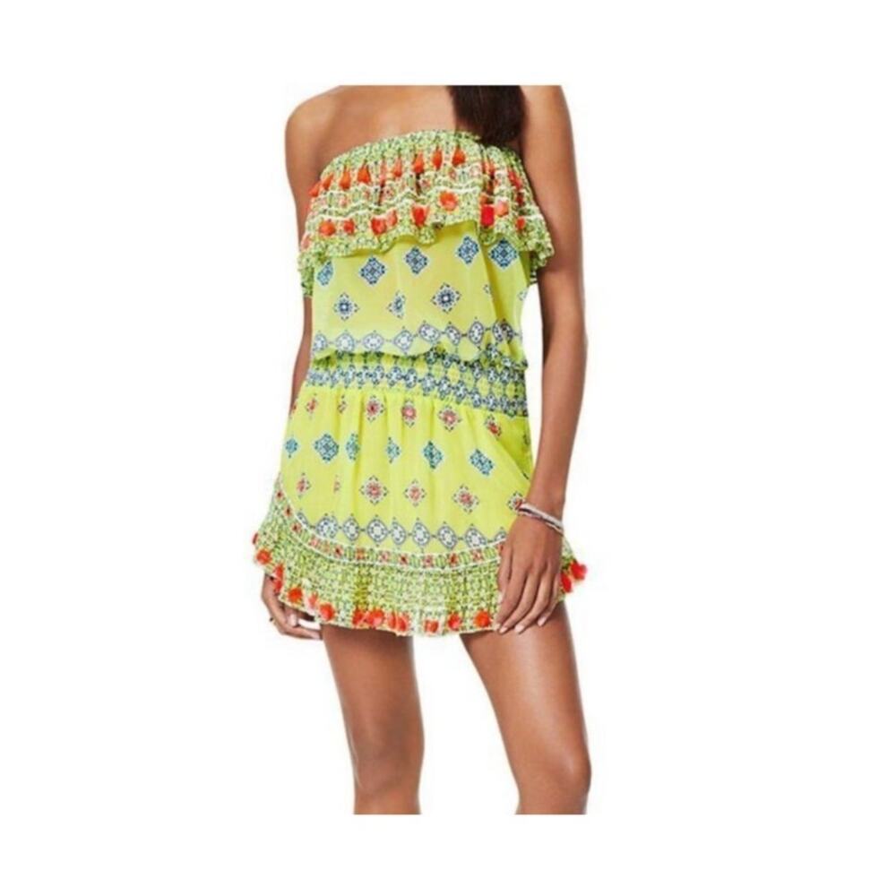 Ramy Brook Mira Strapless Dress Cover Up Green size Large